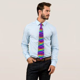  Abstract Fun Rainbow Colours w/ Purple  Tie