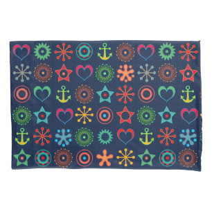 Abstract fun shapes retro design print pillowcase