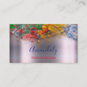 Abstract Funky Artwork Makeup Artist Rainbow Business Card