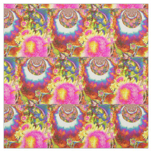Abstract funky floral  Sunflower fields  Fabric