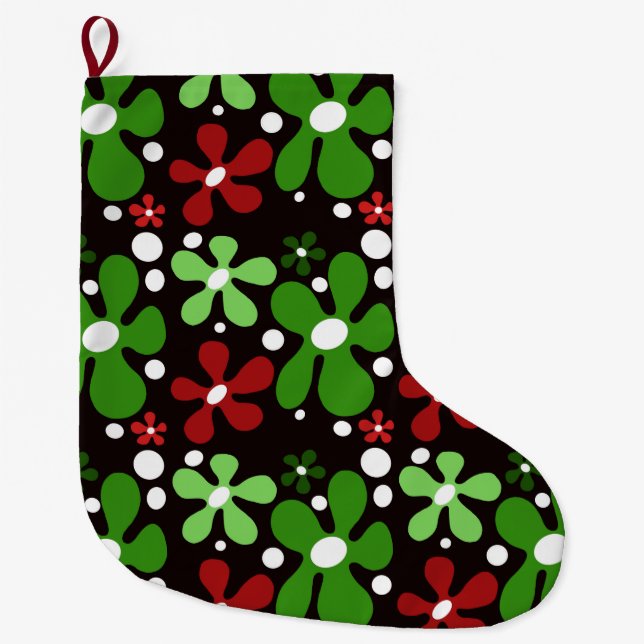 Abstract funky flowers Christmas stocking  (Front)