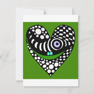 Abstract, funky green heart love valentine card