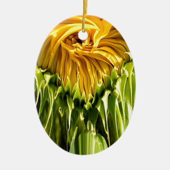 Abstract funky retro Sunflower, scared geometry  Ceramic Ornament (Front)
