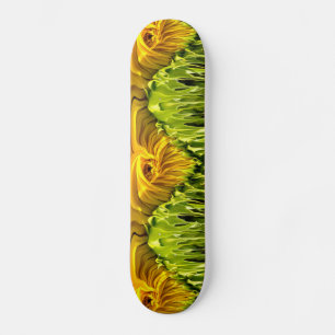 Abstract funky retro Sunflower, scared geometry  Skateboard