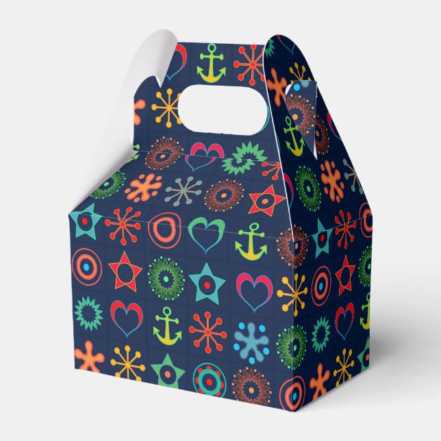 Abstract, funny, shapes, retro favour box (Front Side)