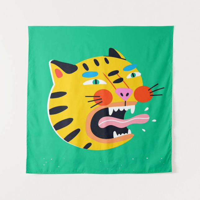 Abstract funny tiger tapestry (Front)