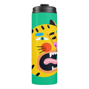 Abstract funny tiger thermal tumbler