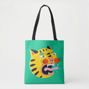 Abstract funny tiger tote bag