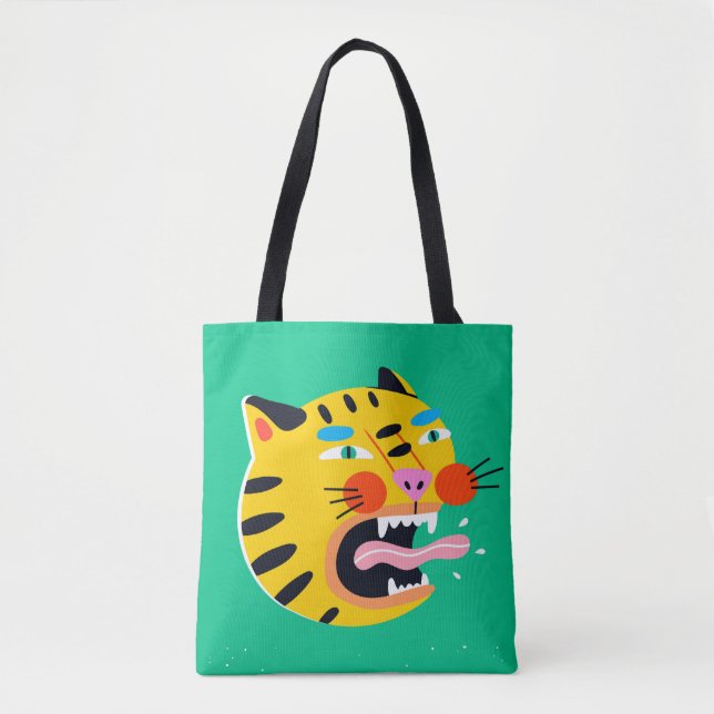 Abstract funny tiger tote bag (Front)