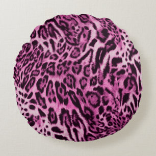 abstract furry leopard skin pattern round cushion
