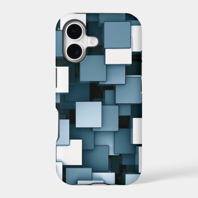 Abstract Futuristic Blue Cube Voxel Pattern (Back)