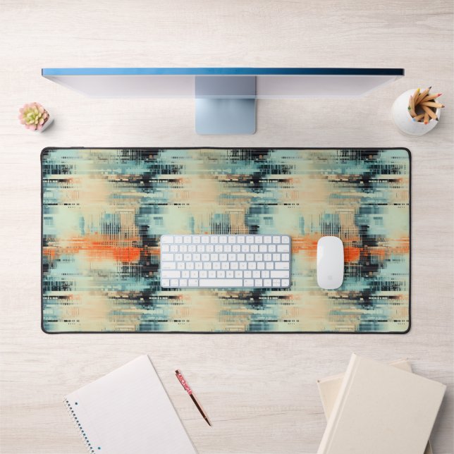 Abstract Futuristic Computer Glitch Pattern Desk Mat (Office 1)
