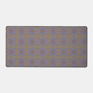 Abstract Futuristic Neon Blue Desk Mat