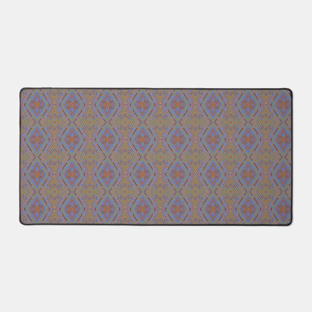 Abstract Futuristic Neon Blue  Desk Mat (Front)