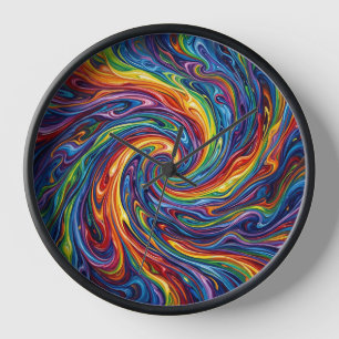 Abstract Galaxy Nebula Swirl Rainbow Art Clocks