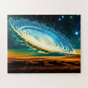 Abstract Galaxy Over Desert Planet in Cosmos Jigsaw Puzzle