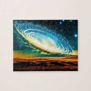 Abstract Galaxy Over Desert Planet in Universe Jigsaw Puzzle