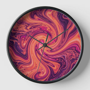 Abstract Galaxy Sunset Orange Art Clocks