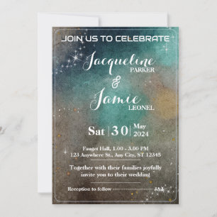 Abstract Galaxy Watercolor wedding invitation card