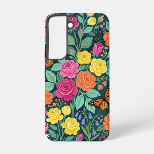 Abstract Garden Roses Butterflies Samsung Cases