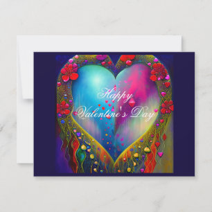 Abstract gem covered heart valentine holiday card