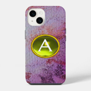 ABSTRACT GEM MONOGRAM purple yellow iPhone 14 Case