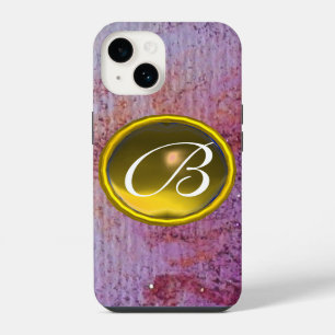 ABSTRACT GEM MONOGRAM purple yellow iPhone Case