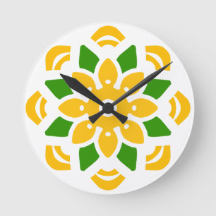 Abstract Geo Mandala Flower Round Clock