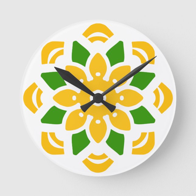 Abstract Geo Mandala Flower Round Clock (Front)