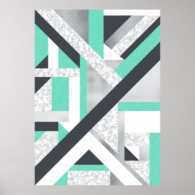 Abstract Geo - Marble & Mint Poster (Front)