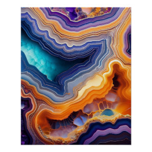 Abstract Geode Art – Colourful Stone Layers Poster