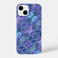 Abstract Geode Marbling in Peacock Colours