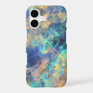 Abstract Geologic Crystal Pattern Blue Green Gold