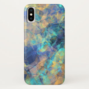 Abstract Geologic Crystal Pattern Blue Green Gold iPhone X Case