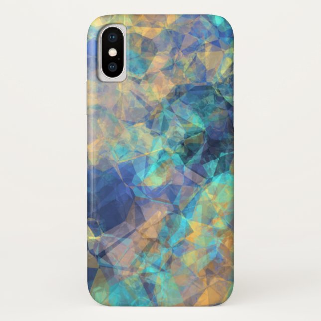 Abstract Geologic Crystal Pattern Blue Green Gold Case-Mate iPhone Case (Back)