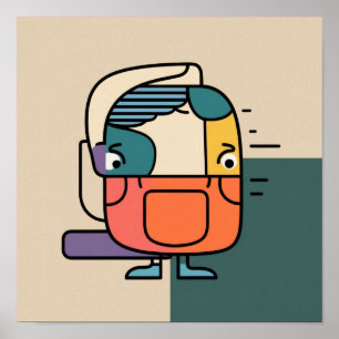 Abstract Geomatric Man Character Poster