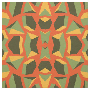 Abstract Geometric 3-D Orange Green Modern Fabric