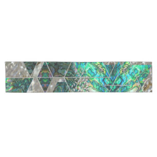 Abstract Geometric Abalone and Mother of pearl Short Table Runner