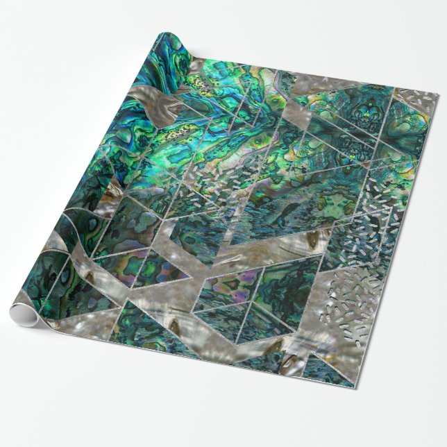 Abstract Geometric Abalone and Mother of pearl Wrapping Paper (Unrolled)