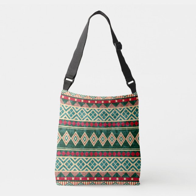 Abstract Geometric African Style Pattern Crossbody Bag (Front)