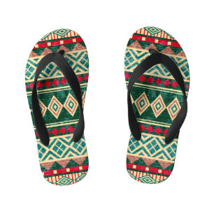 Abstract Geometric African Style Pattern Kid's Thongs