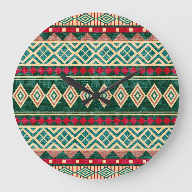 Abstract Geometric African Style Pattern Large Clock (Front)