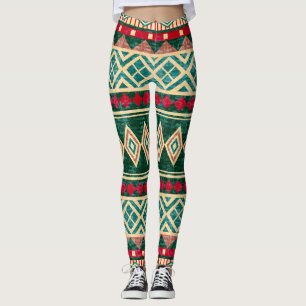 Abstract Geometric African Style Pattern Leggings