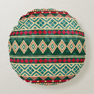 Abstract Geometric African Style Pattern Round Cushion