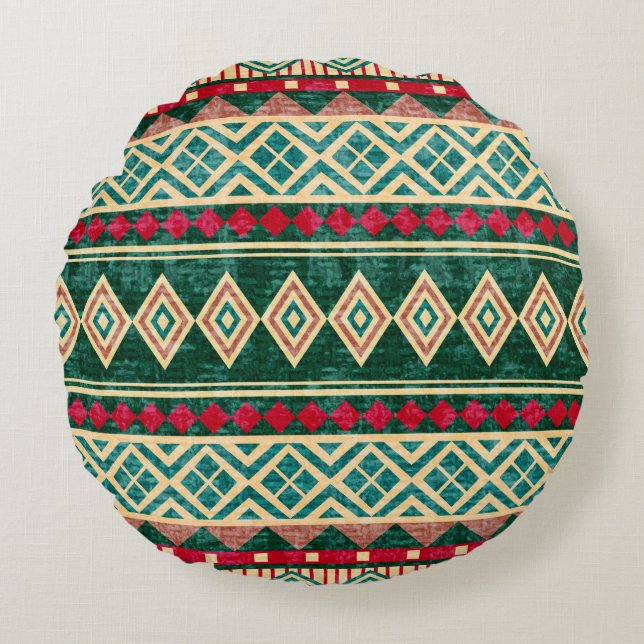 Abstract Geometric African Style Pattern Round Cushion (Front)