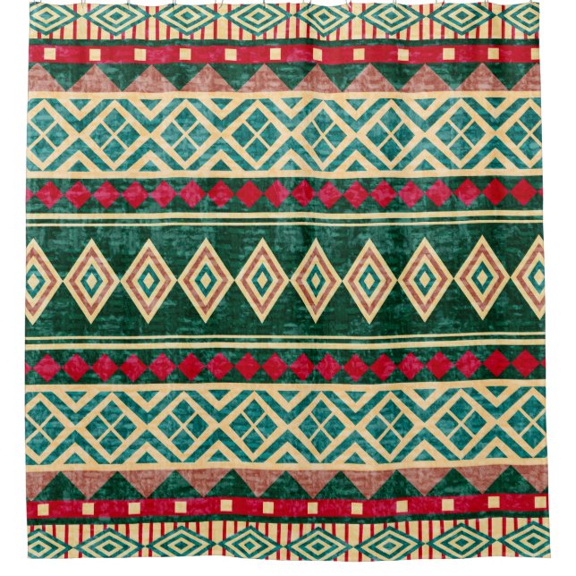 Abstract Geometric African Style Pattern Shower Curtain (Front)