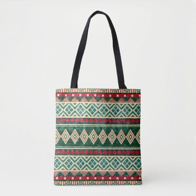 Abstract Geometric African Style Pattern Tote Bag (Front)