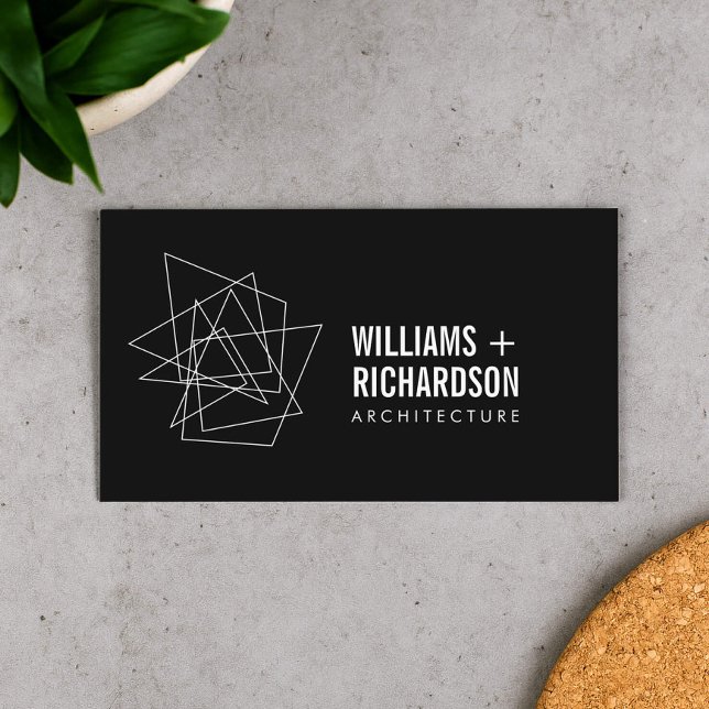 Abstract Geometric Architectural Logo Black/White Business Card (Creator Uploaded)