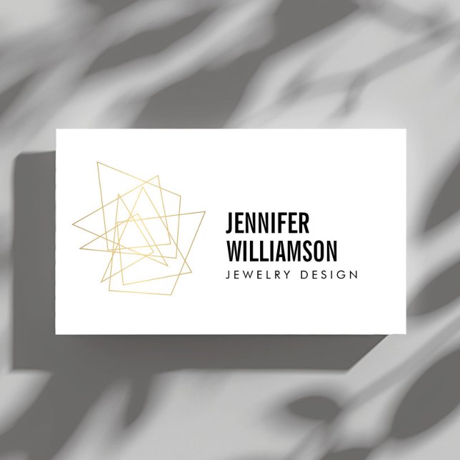 Abstract Geometric Architectural Logo White/Gold Business Card (Creator Uploaded)
