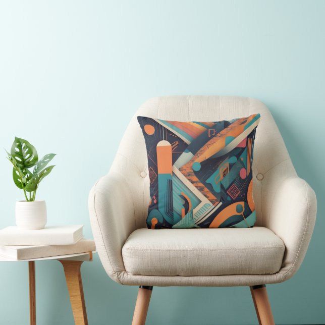 Abstract Geometric Art – Bold Vibrant Graphic Cushion (Chair)